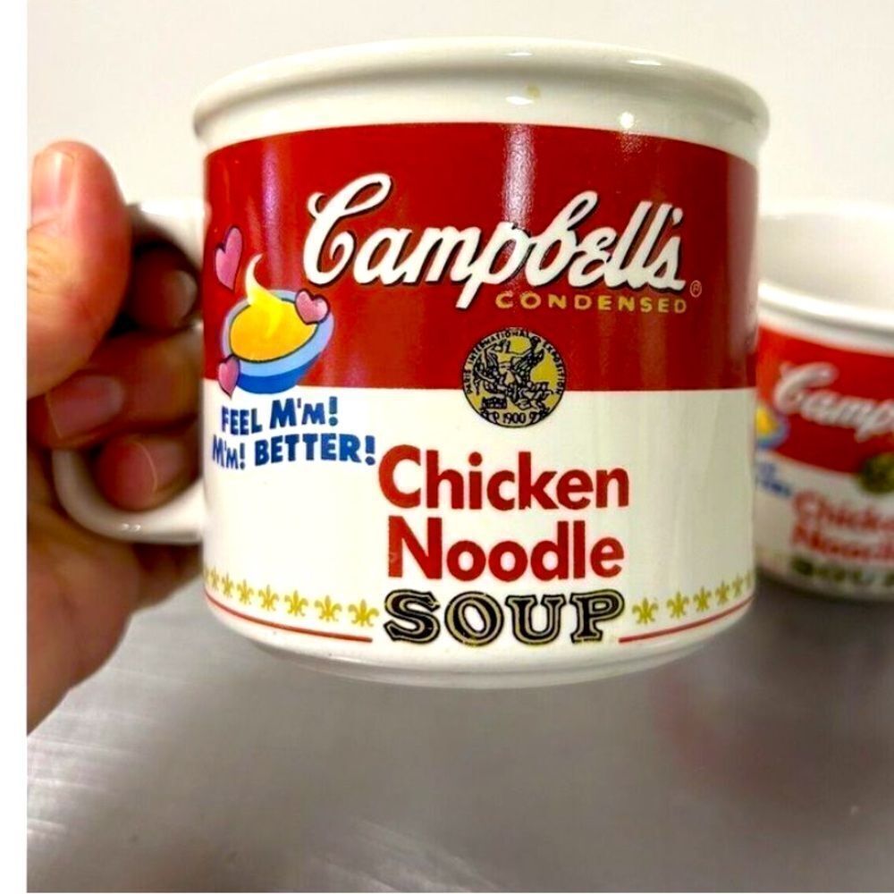 🌼5for$25🌼Campbell’s Chicken Noodle Soup White Tea Cup Coffee Mug 1997